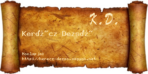 Kerécz Dezső névjegykártya